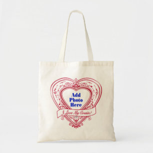 I Love My Cousin! Photo Red Hearts Tote Bag