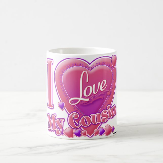 I Love My Cousin pink/purple - heart Coffee Mug (Center)