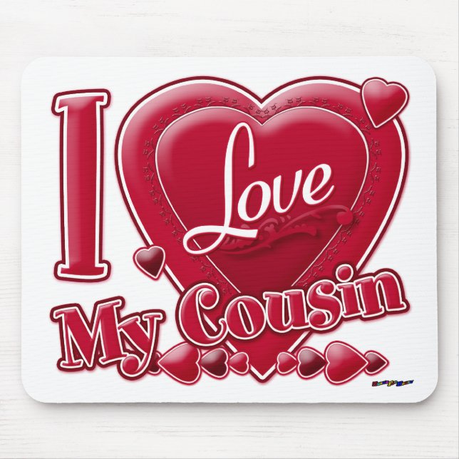 I Love My Cousin red - heart Mouse Pad (Front)