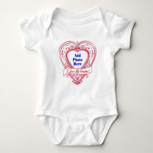 I Love My Cousins! Photo Red Hearts Baby Bodysuit