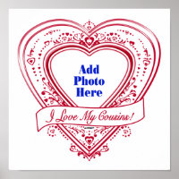 I Love My Cousins! Photo Red Hearts