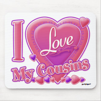 I Love My Cousins pink/purple - heart Mouse Pad