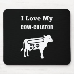 I Love My Cow-culator Funny Math Calculator Pun Mouse Pad