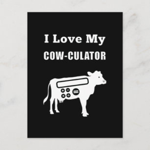 I Love My Cow-culator Funny Math Calculator Pun Postcard