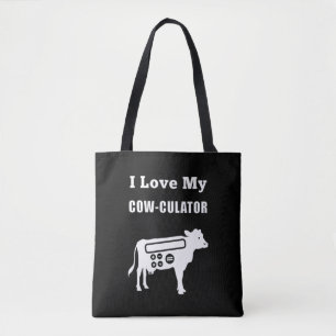 I Love My Cow-culator Funny Math Calculator Pun Tote Bag