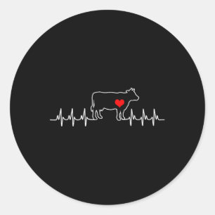 I Love My Cow Valve Ekg Heartbeat Heart Patient Classic Round Sticker