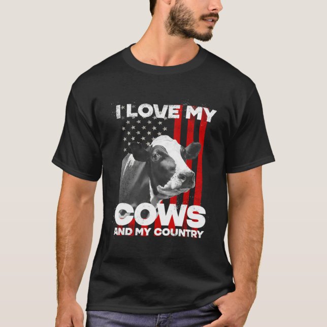 I love my cows dairy farmer farming     T-Shirt (Front)