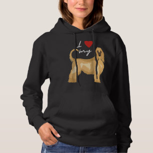 I Love My Cream Afghan Hound Dog Raglan Hoodie