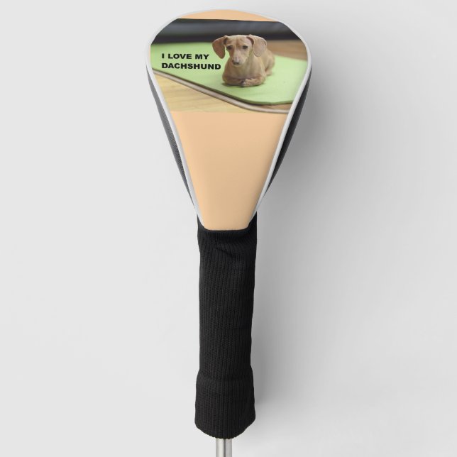 I Love My Cream Dachshund with picture Golf Head Cover (Front)
