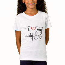 I Love My Curly Hair Kids T-shirt avec texte noir