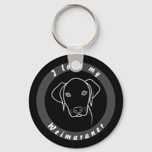I love my cute Weimaraner dog looking up at you Keychain