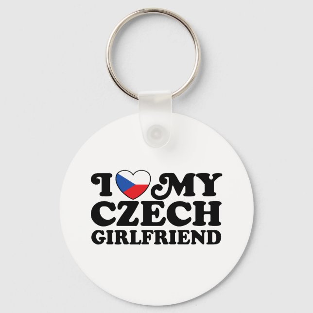 I Love My Czech Girlfriend Keychain (Front)