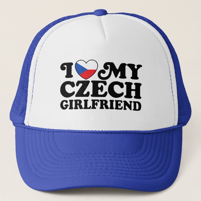 I Love My Czech Girlfriend Trucker Hat (Front)