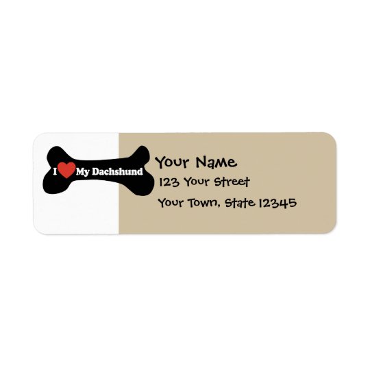 I Love My Dachshund - Dog Bone Return Address Label