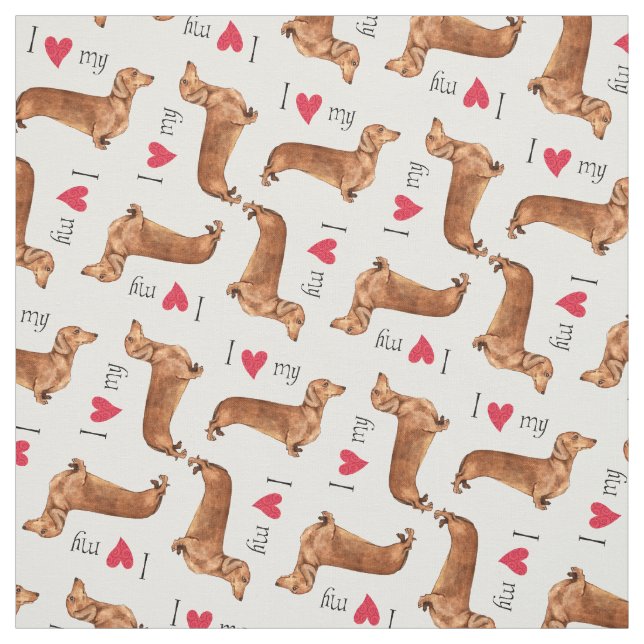 I Love my Dachshund Fabric (Swatch)