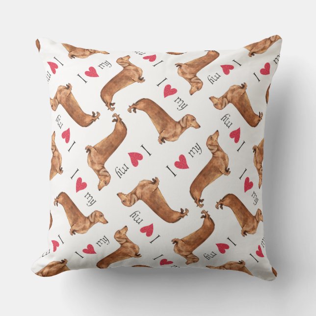 I Love my Dachshund Outdoor Pillow (Front)