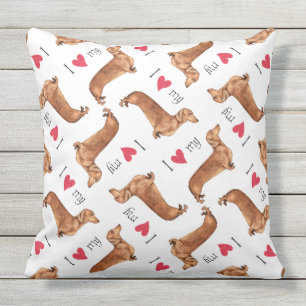 I Love my Dachshund Outdoor Pillow