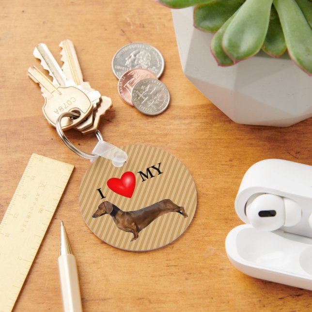 I Love My Dachshund Red Heart Keychain (Desk)