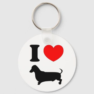 I Love My Dachshund Red Heart Wiener Dog Keychain