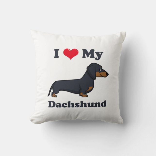 I Love My Dachshund Throw Pillow (Front)