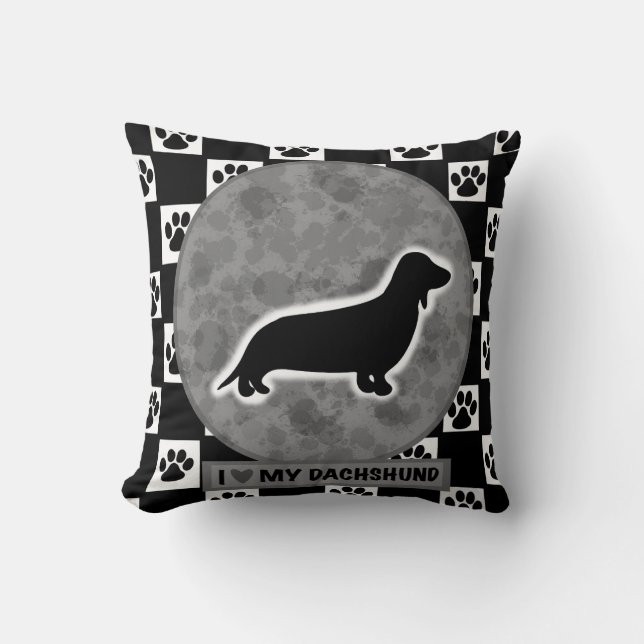 I Love My Dachshund  Throw Pillow (Front)