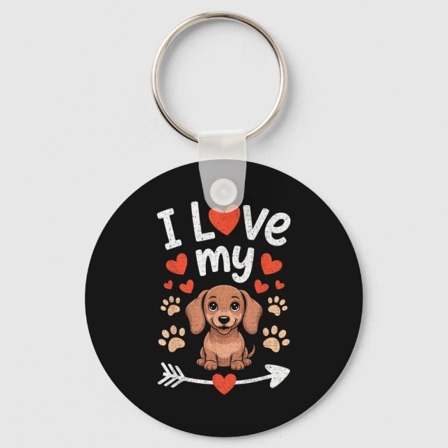 I Love My Dachshund - Wiener Dog Trainer Breeder P Keychain (Front)