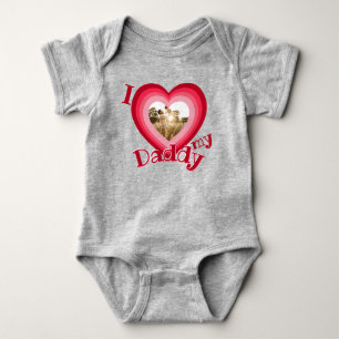 I Love My Daddy Heart Photo Personalize Name Girls Baby Bodysuit