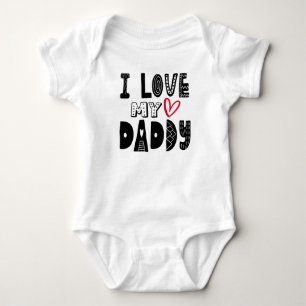 I Love My Daddy Heart Typography Baby Bodysuit