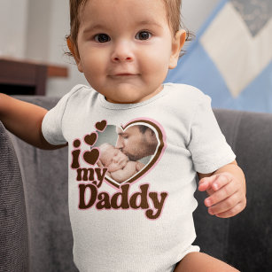I Love My Daddy Pink Brown Photo Baby Bodysuit