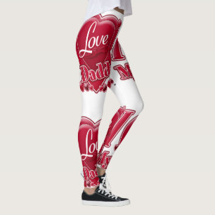 I Love My Daddy Red Hearts Leggings
