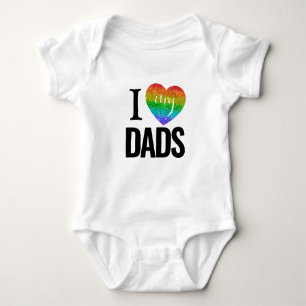 I Love My Dads   Rainbow Heart Pride Fathers Day Baby Bodysuit