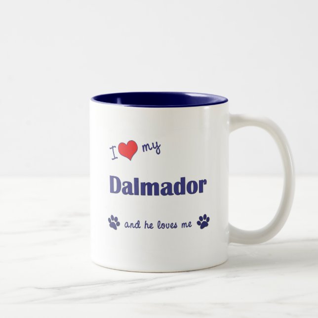 I Love My Dalmador (Male Dog) Two-Tone Coffee Mug (Right)