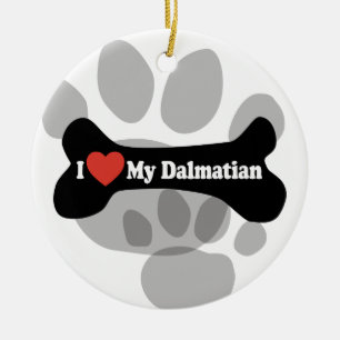 I Love My Dalmatian - Dog Bone Ceramic Ornament