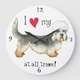 I Love my Dandie Dinmont Terrier Large Clock