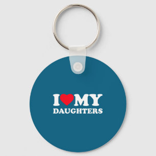 I love my daughters heart family funny Graphic Art Keychain