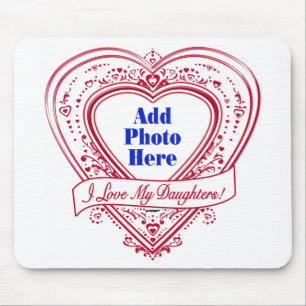 I Love My Daughters! Photo Red Hearts Mouse Pad