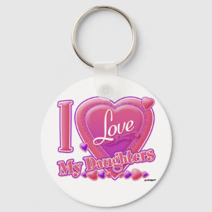 I Love My Daughters pink/purple - heart Keychain
