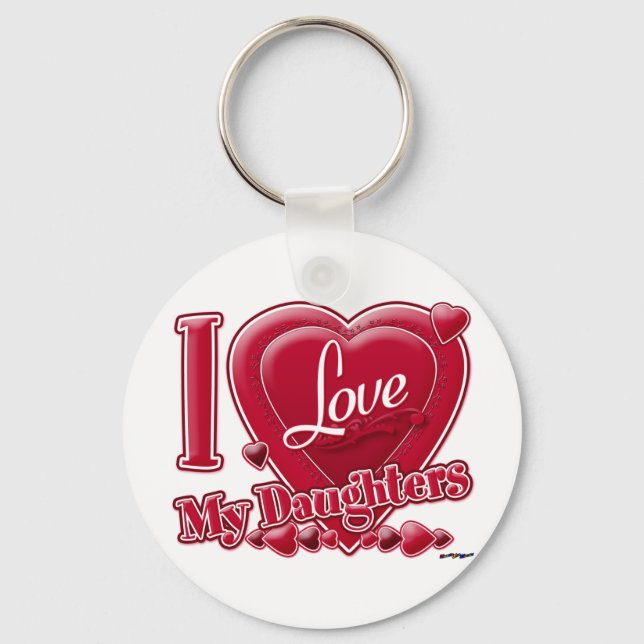 I Love My Daughters red - heart Keychain (Front)