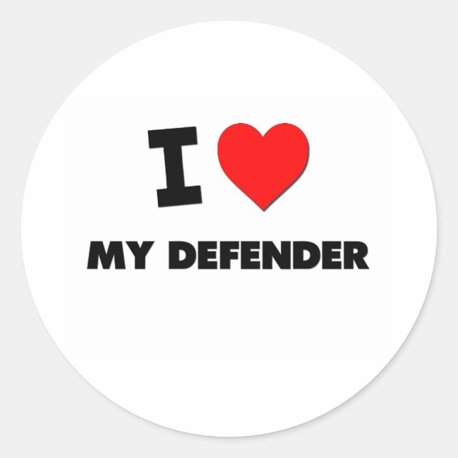 I Love My Defender Classic Round Sticker (Front)