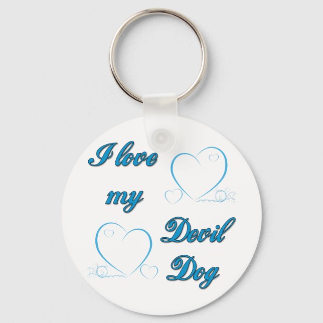 I Love My Devil Dog Keychain (Front)