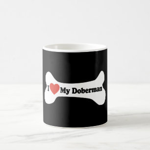 I Love My Doberman - Dog Bone Coffee Mug
