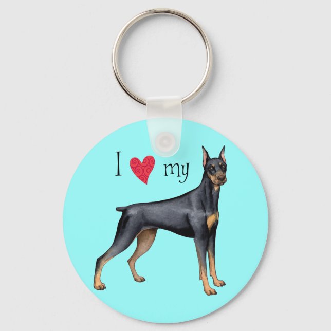 I Love my Doberman Keychain (Front)