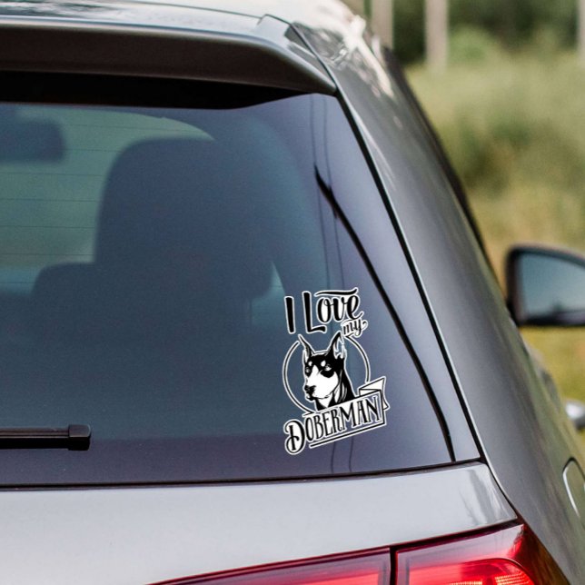 I Love My Doberman Vinyl Sticker (Créateur téléchargé)