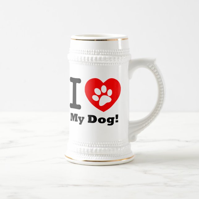 I Love My Dog Beer Stein (Right)