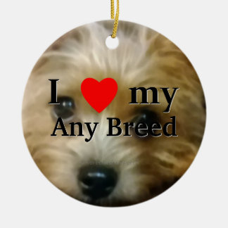 I love my dog breed ceramic ornament