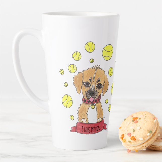 I love my dog | Cartoon Golden Shepherd Latte Mug (In Situ)