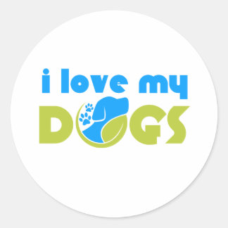 i love my dog classic round sticker