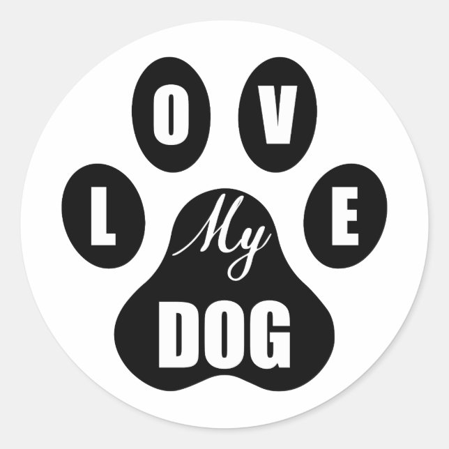 I Love My Dog Classic Round Sticker (Front)