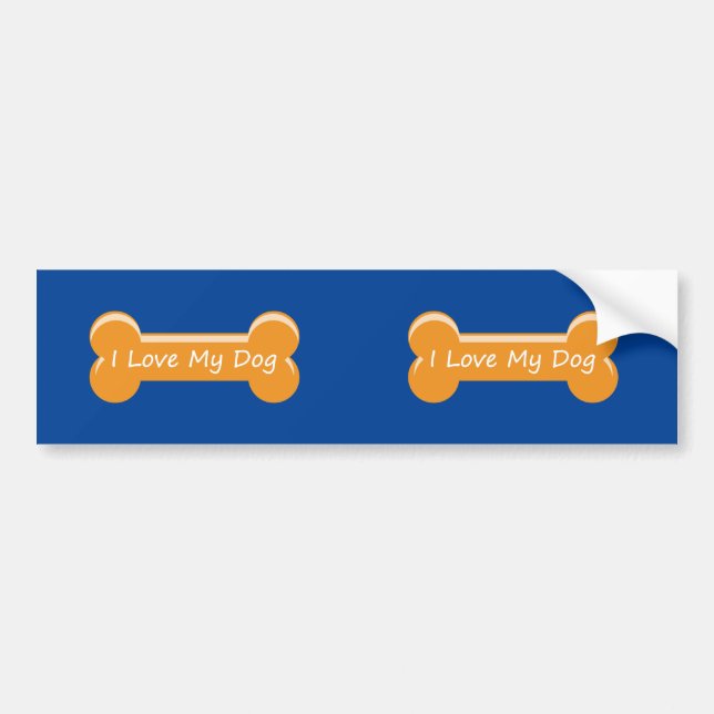 I Love My Dog | Dog Bone Bumper Sticker (Front)