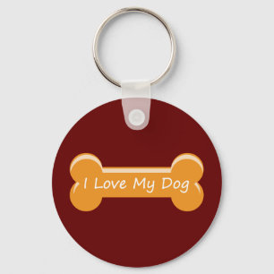I Love My Dog   Dog Bone Keychain
